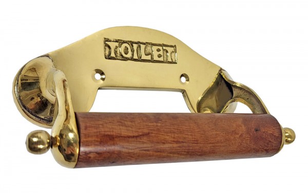 Toilettenpapierhalter Messing Maritim Nostalgie Schiff Holz Antik-Stil