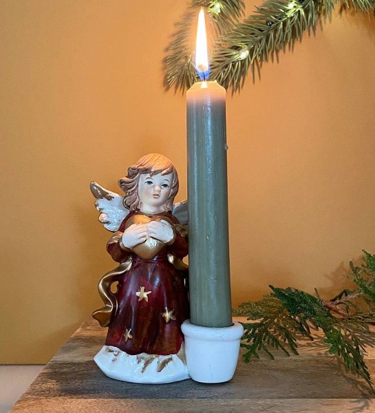 Kerzenhalter Engel Figur Keramik 2 Stück Kerzenständer Tischleuchter Weihnachten