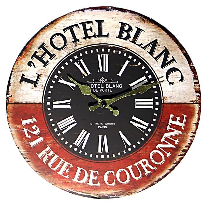 Wanduhr - Hotel Blanc - Uhr Nostalgie Antik-Stil 28cm