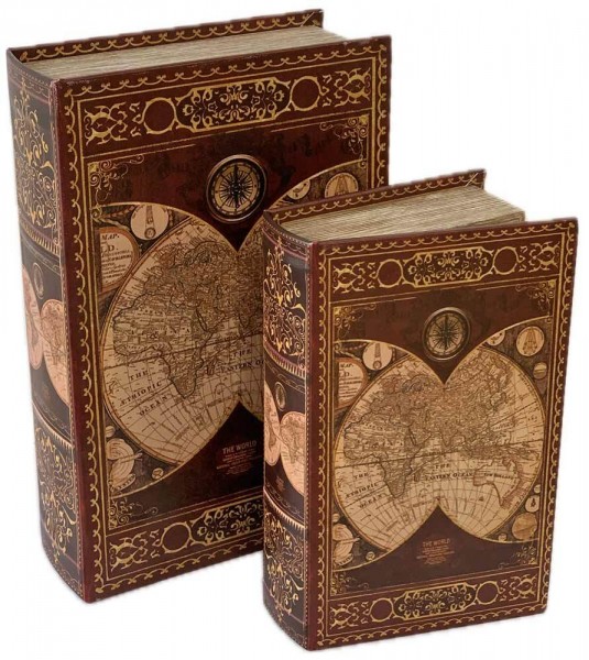 Hohles Buch mit Geheimfach Buchversteck Atlas Antik-Stil