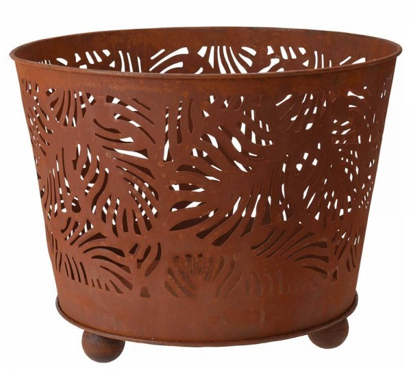 Feuerkorb Blätter Metall Rost für Garten Feuerschale Ø 45 cm