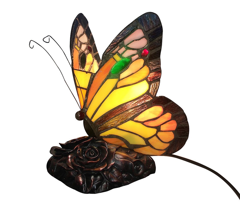 Tiffany-Leuchte Schmetterling Tiffanylampe Tischlampe Tischleuchte Bunt
