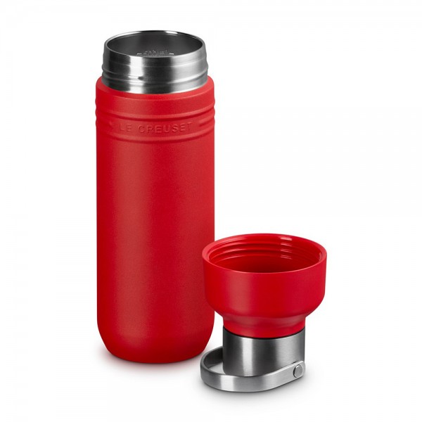 Le Creuset Trinkflasche On The Go Edelstahl Isolierflasche Kirschrot