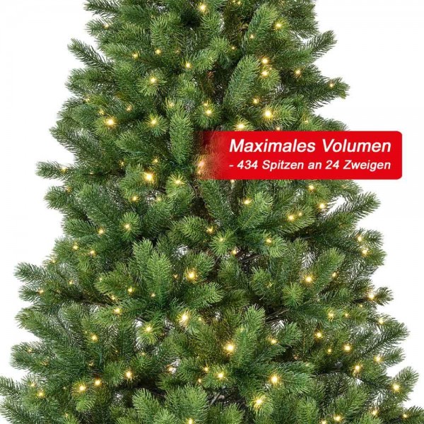 Weihnachtsbaum Künstlich Nordmanntanne Premium 180cm Naturgetreu m. Lichterkette