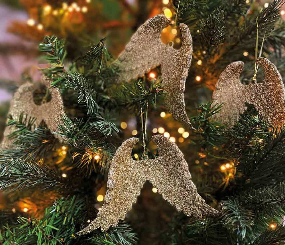 Christbaumschmuck Engelsflügel 6 Stück Gold Glitzer Engel Flügel Christbaumanhänger Christbaumschmuck Engelsflügel 6 Stück Gold Glitzer Engel Flügel Christbaumanhänger