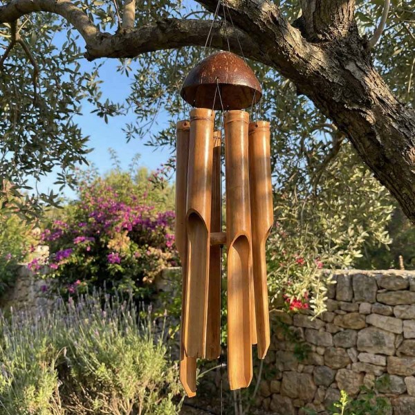 Windspiel Bambus Klangspiel Groß für Garten Balkon Feng Shui Schöner Klang 100cm