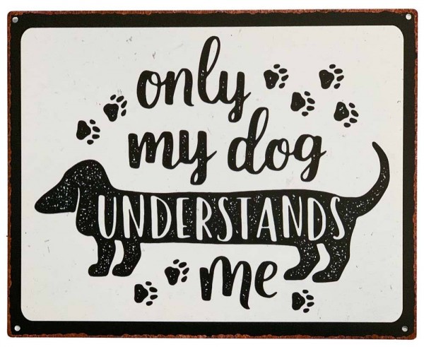 Blechschild Dackel Dachshund Retro Vintage-Deko für Hundefreunde 20 x 25 cm
