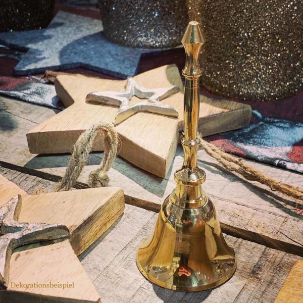 Handglocke Messing Klein Tischglocke Nikolaus Weihnachten Christkind Gold 13cm
