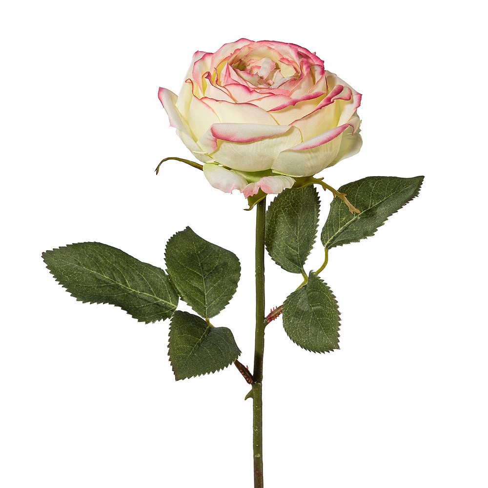 Rose Weiß Rot Kunstblume 38cm