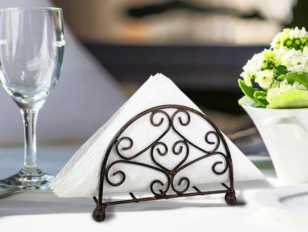 Serviettenhalter Eisen Braun Vintage-Stil Serviettenständer Halbrund 10x14cm