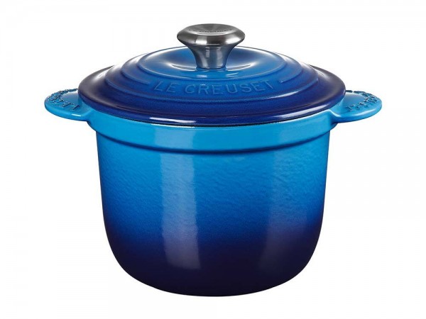 Le Creuset Cocotte Every Gusseisen mit Poteriedeckel Azure Blau 18cm