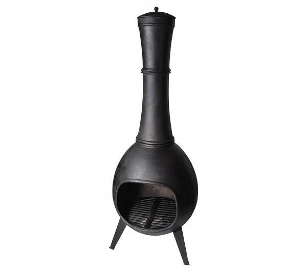 Terrassenofen Gusseisen Aztekenofen Terassenkamin Schwarz Gartenofen 144cm