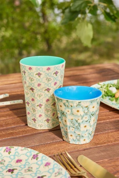 Rice Melamin Becher Summer Bloom Medium Melaminbecher Mint Blumenmuster Print