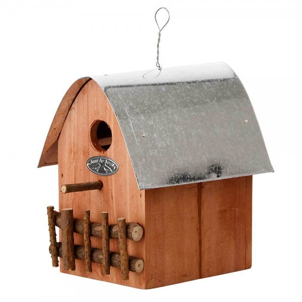 Vogelhaus Nistkasten Holz Orange Vogelfutterhaus 21cm