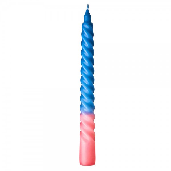 Rice Gedrehte Stabkerze Blau Pink Twisted Candle Spiralkerze 2-farbig 20cm