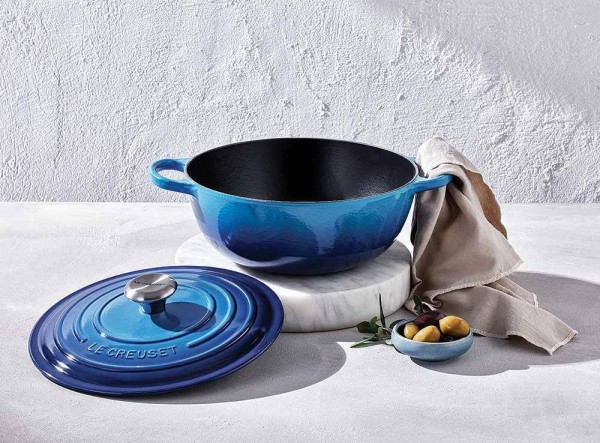 Le Creuset La Marmite Signature Familientopf Gusseisen Azure Blau 28cm