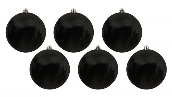 Große Christbaumkugeln Schwarz 6 Stück wetter- & bruchfest Weihnachten 14cm