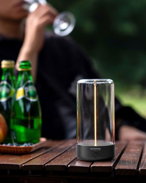 Sompex PULSE Akku LED Tischleuchte Magnetfilament anthrazit