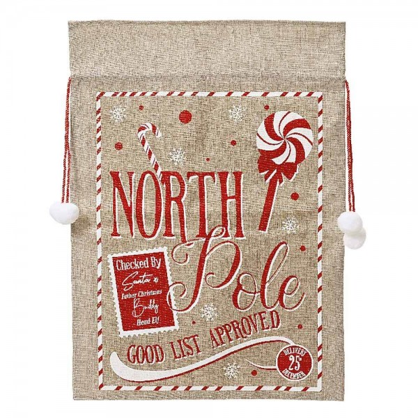 Nikolaussack Jute Weihnachten Weihnachtssack für Geschenke North Pole 70x50cm