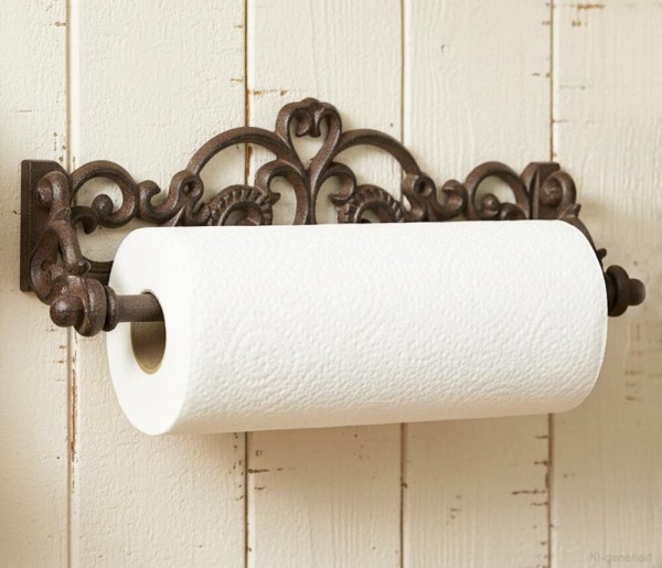 Küchenrollenhalter Landhausstil Nostalgie Antik-Stil Wandmontage Gusseisen Braun