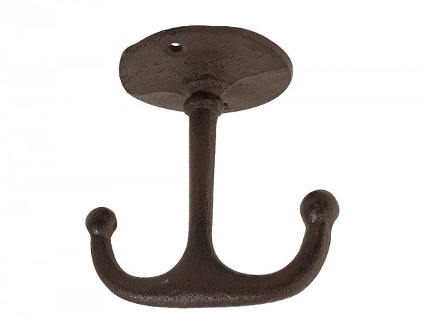 Deckenhaken Doppelhaken Wandhaken Wandhalterung Gusseisen Antik-Stil Braun