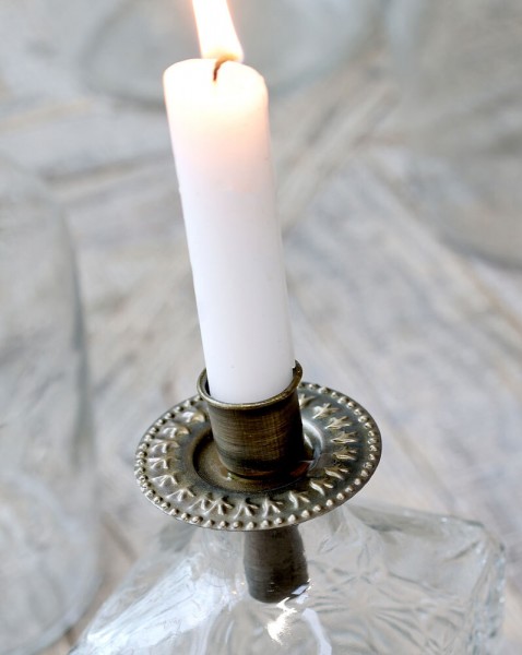Kerzenhalter für Flaschen Kerzenhalteraufsatz Flaschenaufsatz Messing Antik-Stil
