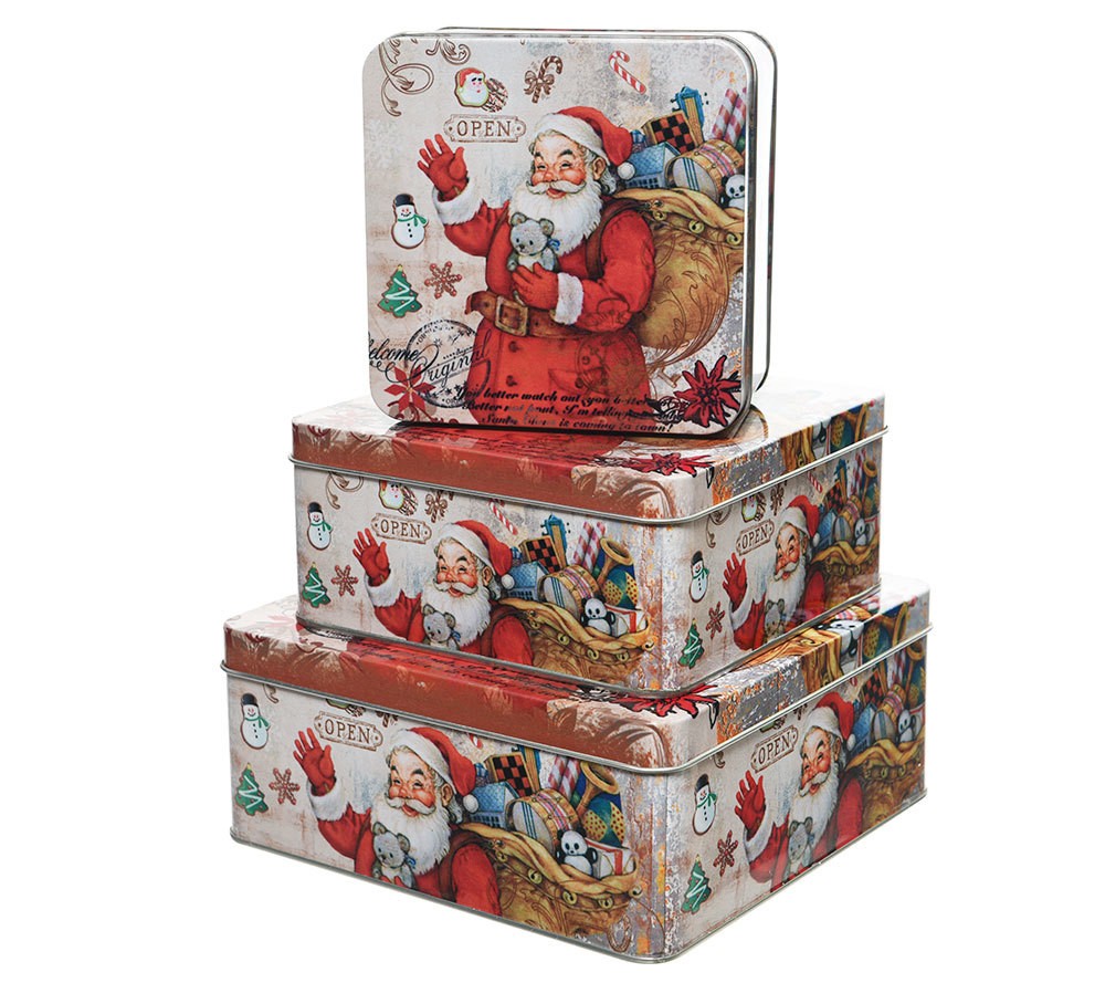 Keksdosen Set Weihnachtsmann Nostalgie Plätzchendosen 3 Stück Weihnachten Gebäckdosen