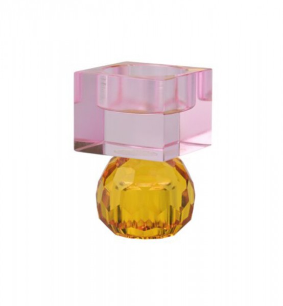 Giftcompany Kerzenhalter Teelichthalter Kristallglas Hellrosa Orange