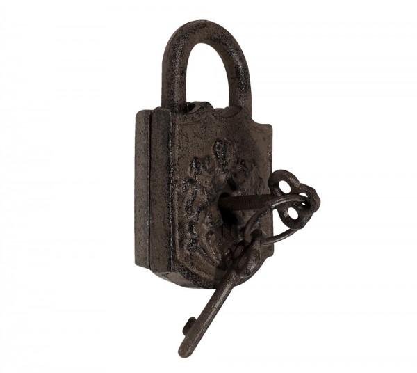 Deko Vorhängeschloss Gusseisen Rustikal mit 2 Schlüsseln Vintage Antik-Stil