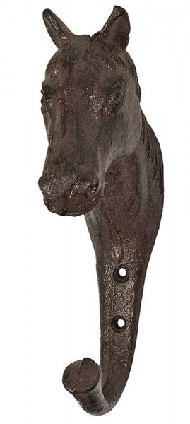 Garderobenhaken Pferdekopf Trensenhalter Pferd Haken Gusseisen Antik-Stil Braun