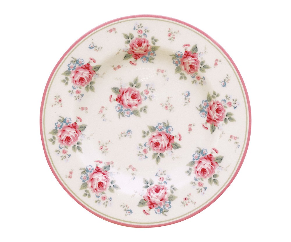 Greengate Teller Marley klein Steingut Weiß Blumen 15cm Greengate Teller Marley klein Steingut Weiß Blumen 15cm