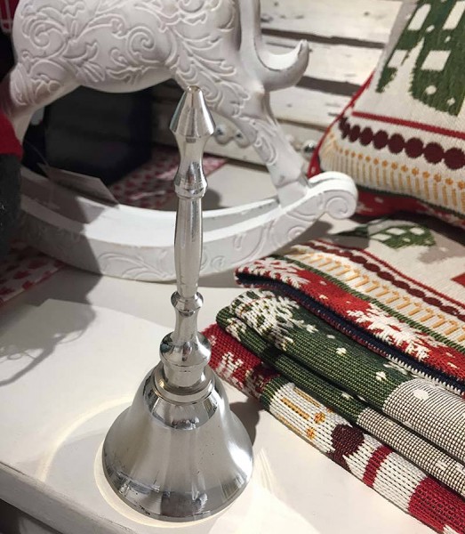 Handglocke Silber Klein Tischglocke Nikolaus Weihnachten Hochzeit 13cm