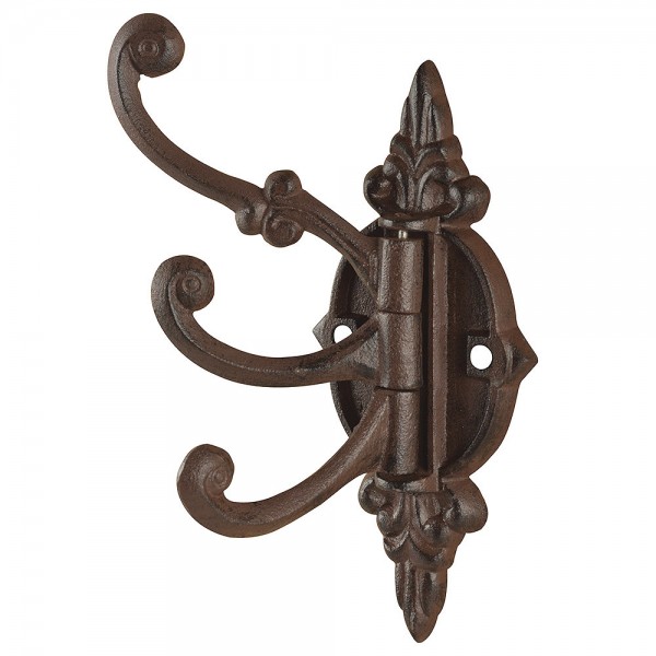 Wandgarderobe Nostalgie schwenkbar Garderobenhaken Gusseisen Braun 21cm