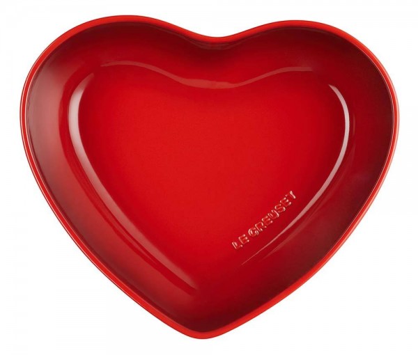 Le Creuset Servierschale Herzform Steinzeug Kirschrot 30cm