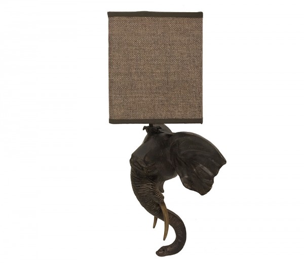 Wandleuchte Elefant Afrika Wandlampe Safari Kolonialstil Antik-Stil Braun