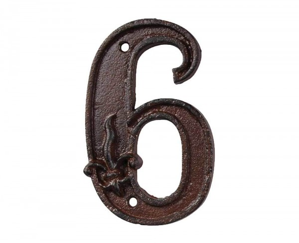 Hausnummer Zahl 6 Sechs Antik-Stil Gusseisen H12cm
