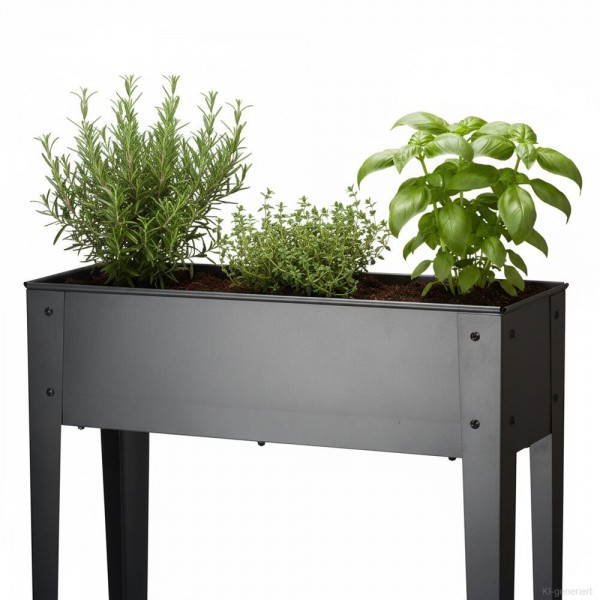 Hochbeet Metall Anthrazit 75 x 26 x 75 cm Kräuterbeet für Balkon Terrasse