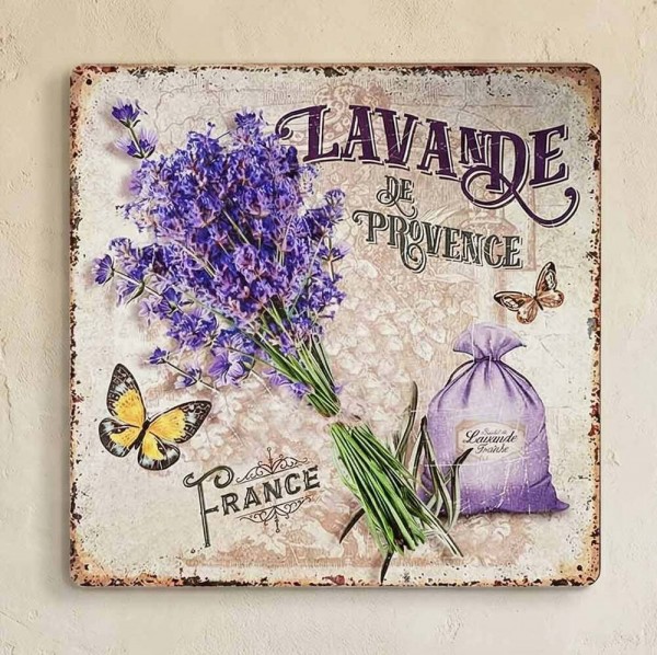 Blechschild Lavande de Provence Dekoschild Lavendel Nostalgie 30x30cm