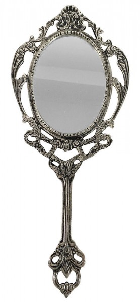 Handspiegel Prinzessin Silber Barock Schminkspiegel Antik-Stil Karneval Halloween