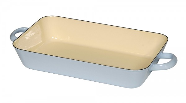 Riess Bratreine Emaille Pastell Blau Bratpfanne 33x20cm