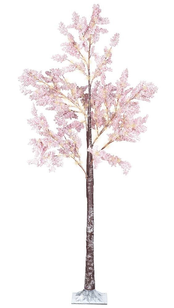 Lichterbaum Kirschblüte Rosa mit Schnee Leuchtbaum LED Beleuchtung Warmweiß  180cm, Adventskränze, Weihnachten, Wohnen