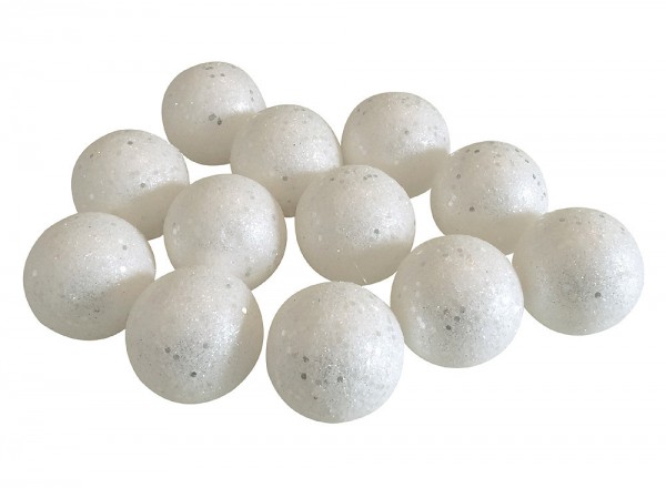 Christbaumkugeln Schneeball Weiß 12 Stück Bruchfest Weihnachtsbaumkugeln 6cm