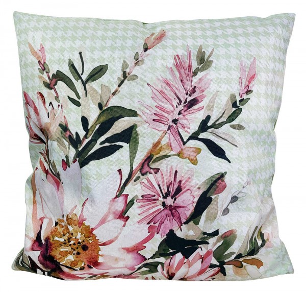 Outdoor Kissen Blumen Vintage Gartenkissen Wasserabweisend Weiß Grün 45x45cm