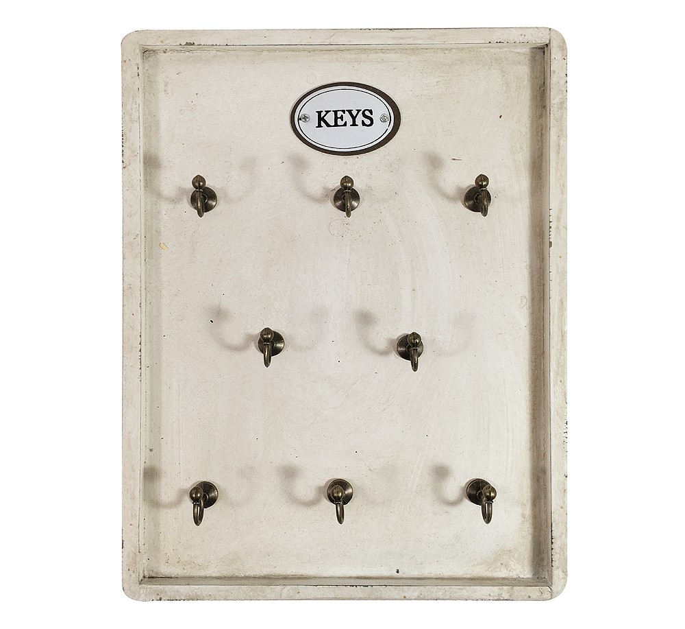 Schlüsselbrett Keys 8 Haken Schlüsselkasten Holz Weiß 35x26,5cm