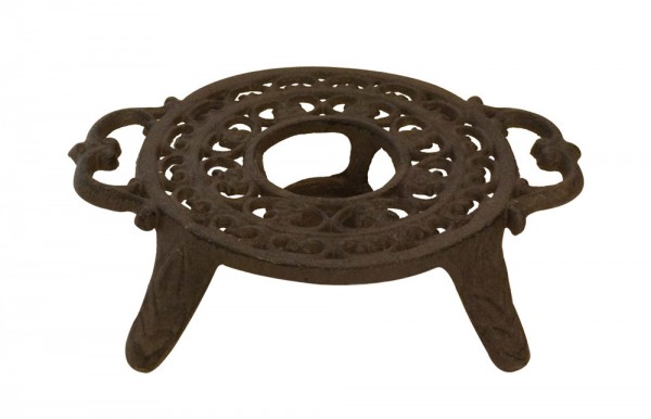 Rustikales Stövchen Rechaud Antik-Stil Gusseisen Braun Rund Ø17cm