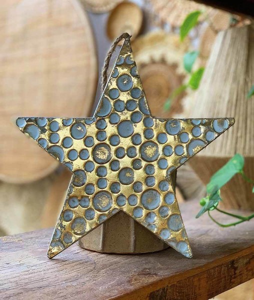 Weihnachtsstern Metall gold Vintage-Stil Stern Punkte Hängedeko Weihnachten 28cm