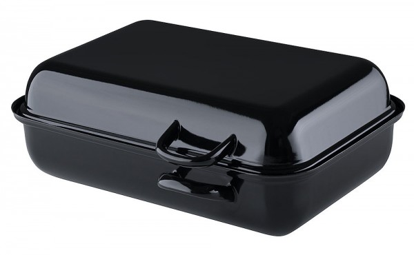 Riess Doppelbräter Compact Emaille Schwarz 37x26cm