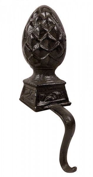 Dekohalter Haken für Kante Gusseisen Braun Pinien Zapfen Kantenhänger Vintage