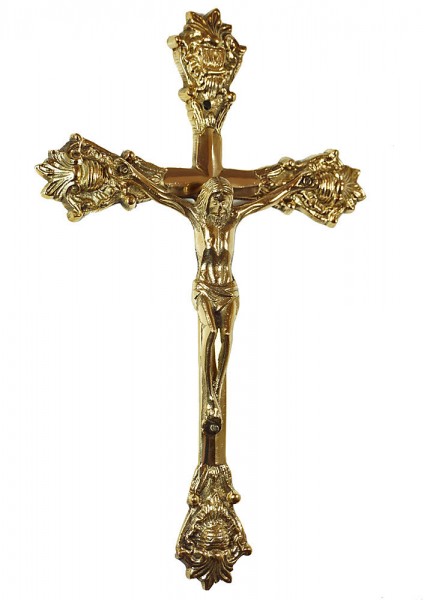 Wandkreuz aus Messing Kreuz zum Aufhängen Jesus-Christus Kruzifix 32cm