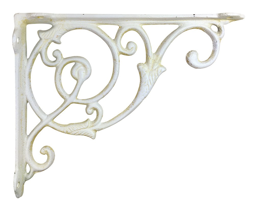 Regalträger Shabby Chic Weiß Regalhalterung Gusseisen Antik-Stil 18x22cm